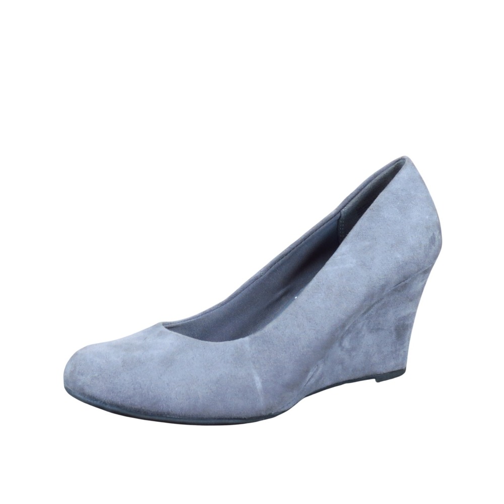 dexflex Comfort Women Wedge Pump Size 7 Professional Work Dressy Grey Faux Suede